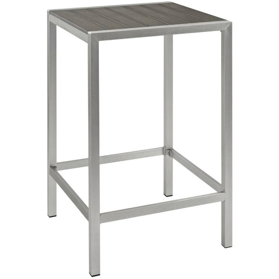 Outdoor Escape - Aluminum Outdoor Bar Table With Square Top And Modern Design - Gray