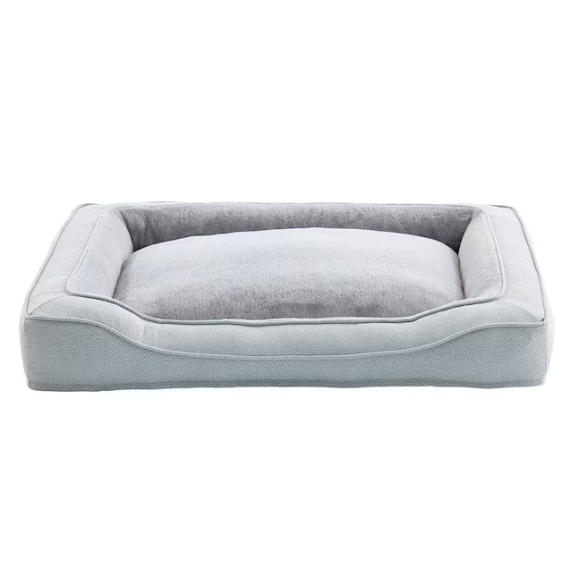 Rectangular Twill Gray Polyester Bolster Dog Bed L