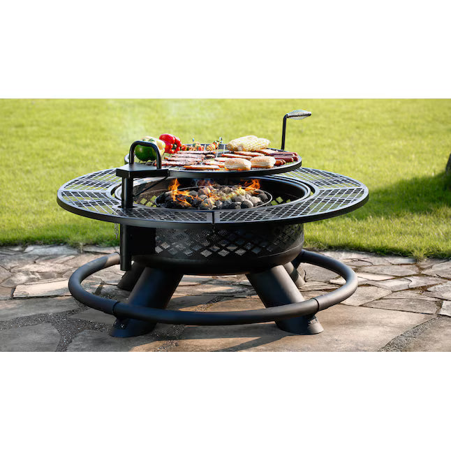 Rancher 47-in W Steel Round Wood-Burning Fire Pit